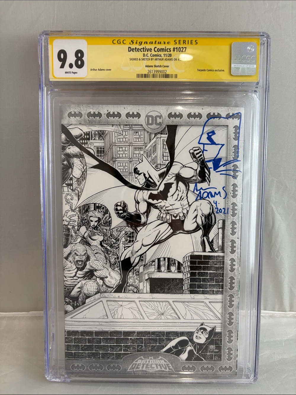 Batman Detective Comics #1027 CGC 9.8 SS Arthur Adams Signed Sketch Torpedo